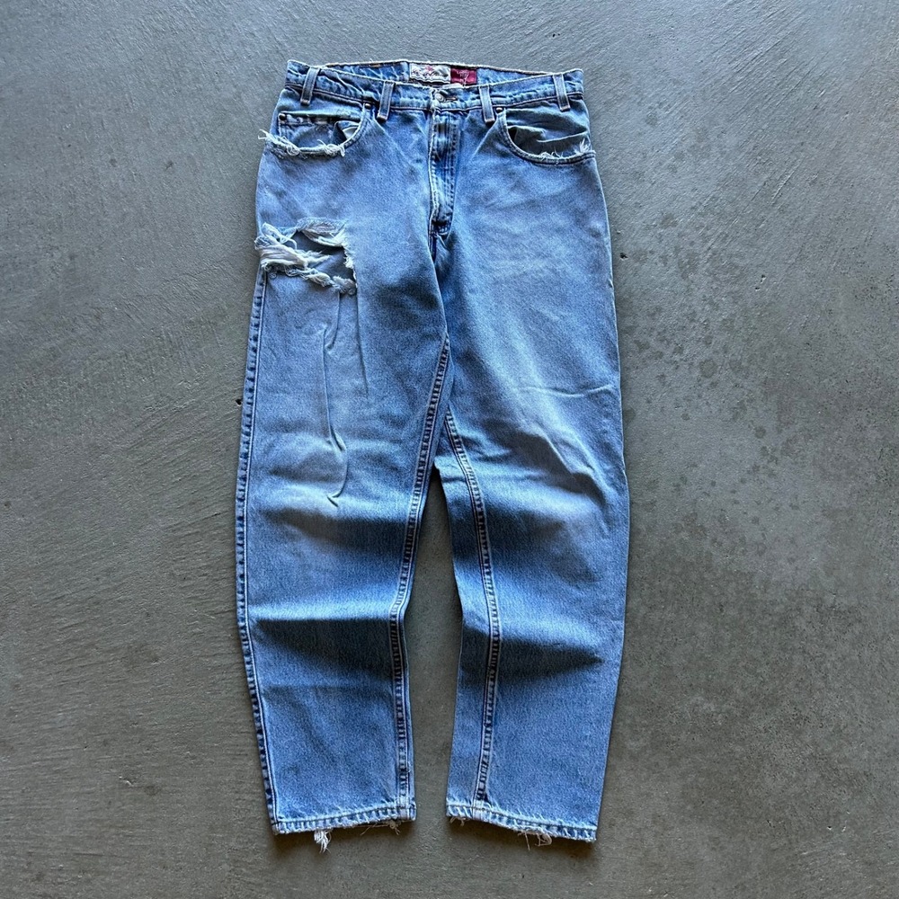 Vintage 90s Levis 545 Jeans Size 34x32 Blue Light Denim Loose Fit Distressed USA